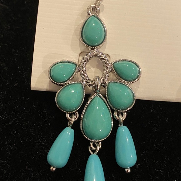 Lia Sophia turquoise silver earrings - Picture 2 of 4